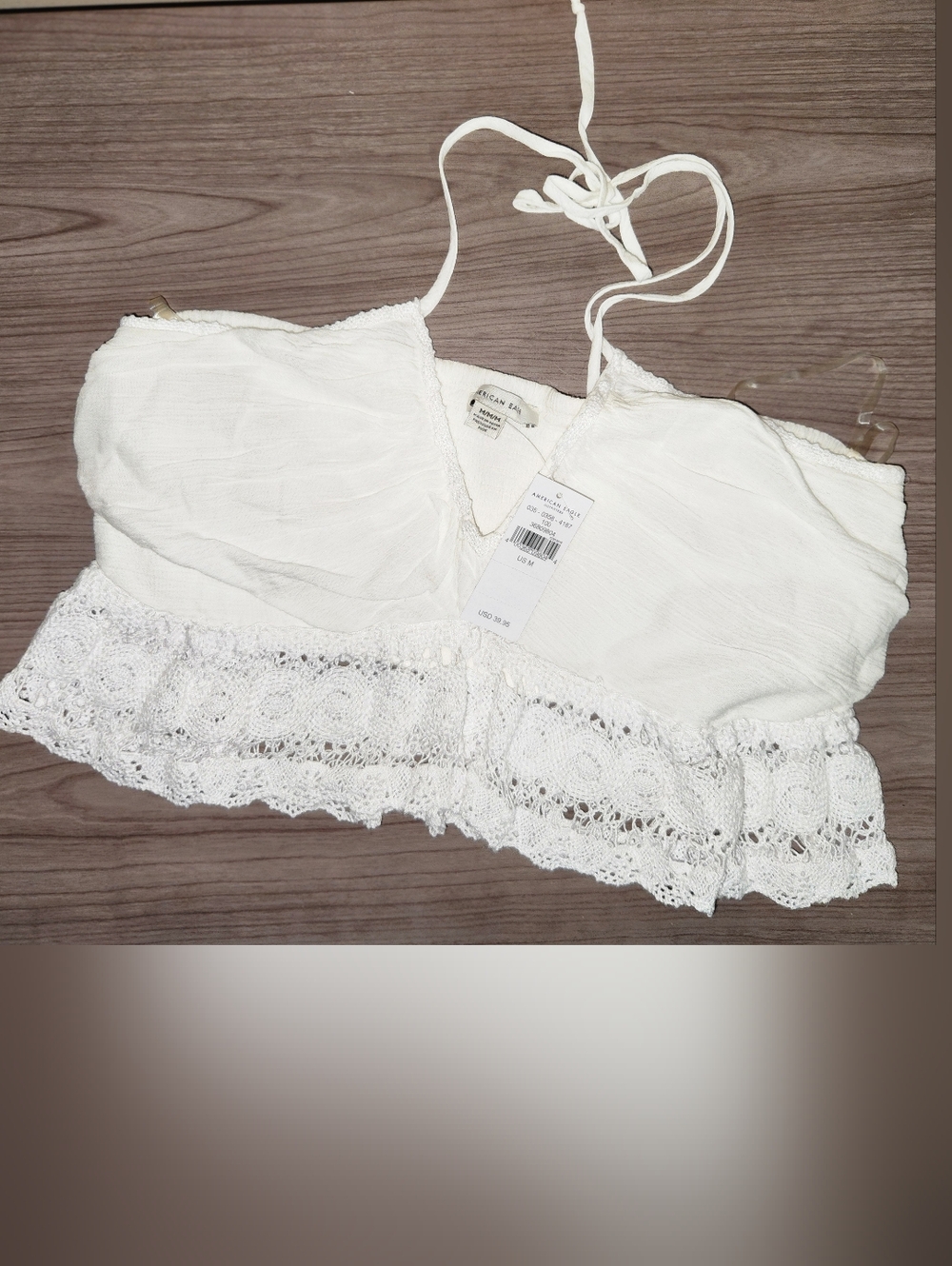 American Eagle Outfitters White Lace Cropped Cami
